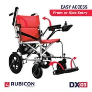 Rubicon DX03 Lightweight Foldable Electric Wheelchair for Seniors, 40 lbs Portable Power Chair with 500W Motor, 12 Mile Range, Airline Approved, Detachable Battery, Red