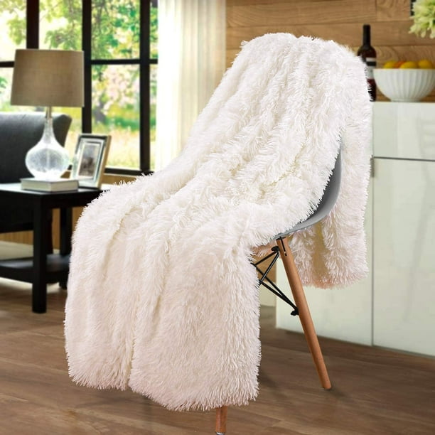 Costway Luxury Plush Faux Fur Throw Blanket Soft Warm Fluffy Bed