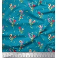 thumbnail image 1 of Soimoi Blue Moss Georgette Fabric Clover Leaves Floral Print Sewing Fabric Yard 44 Inch Wide, 1 of 3
