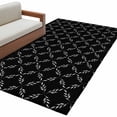 thumbnail image 2 of 3x5Ft Area Rugs Black Morocco Non-Skid Rubber Backing Large Rectangle Rugs - Living Room Bedroom Home Office, Geometric Leaf Diamond Lattice Abstract Indoor Floor Mat Carpets Washable Rug, 2 of 9
