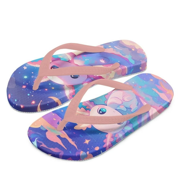 Psesaysky Kids Boys Girls Flip Flops Cartoon Axolotl Sky Print Comfort Quick-Dry Beach Pool Thong Sandals(Little Kid/Big Kid) Size 10
