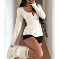 thumbnail image 4 of Women'S Boat Neck Cable Knit Sweater, Long Sleeve Off Shoulder Ribbed Slim Fit Pullover Tops Cute Fall Outfits White S, 4 of 9