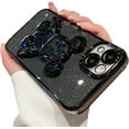 thumbnail image 2 of 6D Electroplated for iPhone 13 Case for Women Girls Luxury Liquid Quicksand Case with Camera Protector Glitter Sparkly Bear Slim Shockproof Rubber Protecive Case (Black), 2 of 4
