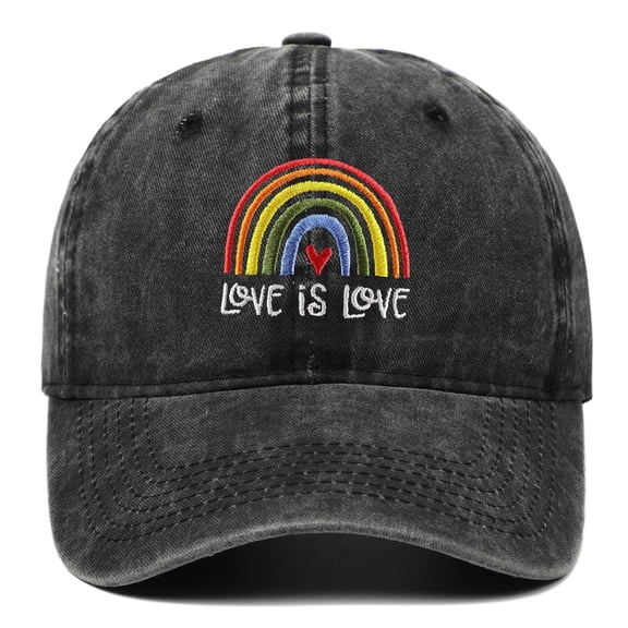 Rainbow Love is Love Embroidered Vintage Washed Cap Unisex Outdoor Sports Sun Hat