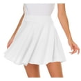 thumbnail image 2 of Women Casual Mini Stretch Waist Flared Plain Pleated Skater Skirt (Medium, Black), 2 of 8