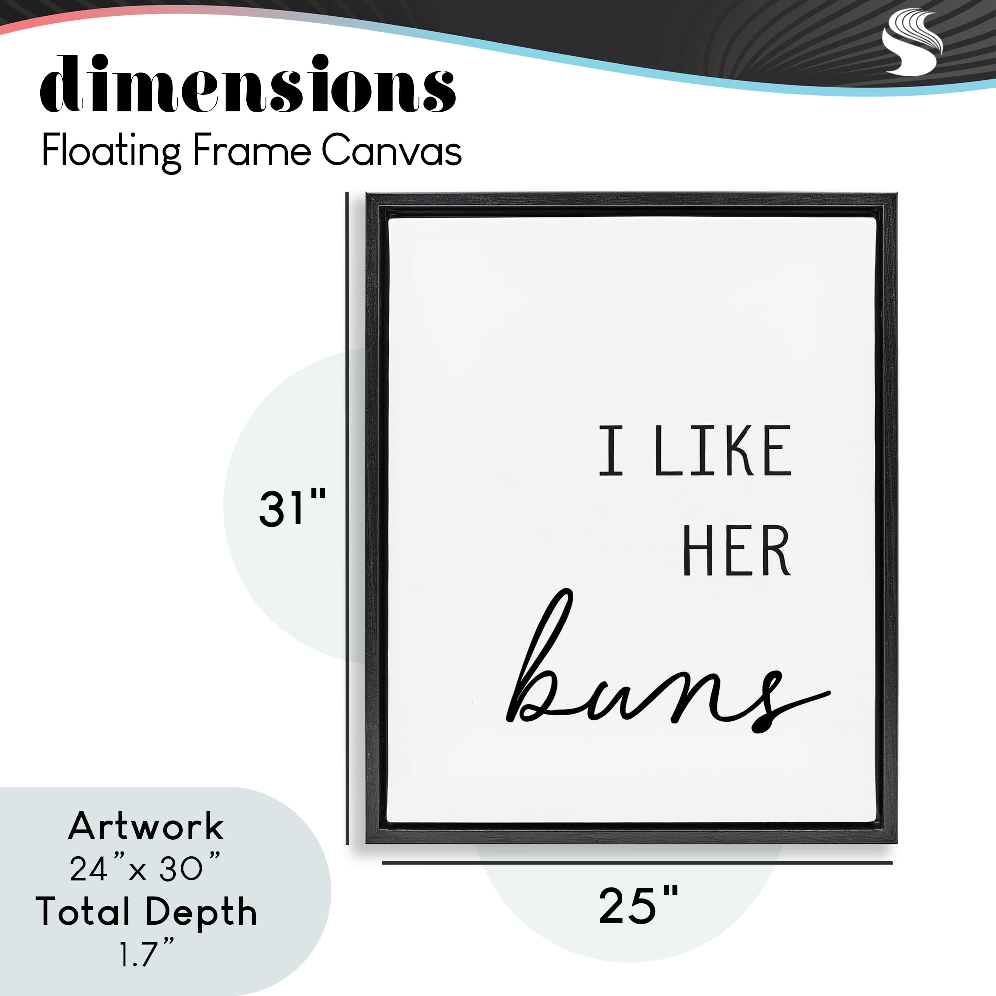 Like Her Buns Black Framed Floater Canvas Wall Art, design by Lettered and Lined