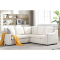 thumbnail image 3 of L-shaped Sofa with Pull-out Sofa Bed, Corner Sofa, Sleeper Sofa Bed, Corner Seat for Two with Broaching Sofa,Rivet DeChenille for Living Room, 3 of 16