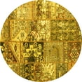 thumbnail image 1 of Ahgly Company Indoor Round Patchwork Yellow Transitional Area Rugs, 7' Round, 1 of 4