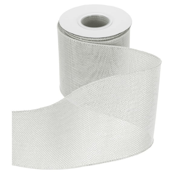 Uxcell Burlap Wired Ribbon 4" x 10 Yard Wired Edge Ribbon Woven Strap, White