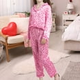thumbnail image 2 of Silk Pajamas for Girls Valentines Day Pjs Long Sleeve Heart Print Button Down Sleep Shirt Kids Pajamas Girls 6-7 Years, 2 of 7