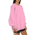 thumbnail image 3 of Babysbule Womens Tops Long Sleeve Clearance Fashion Woman Long Sleeve Round Neck Loose Sweatshirt Solid Blouse Tops, 3 of 6