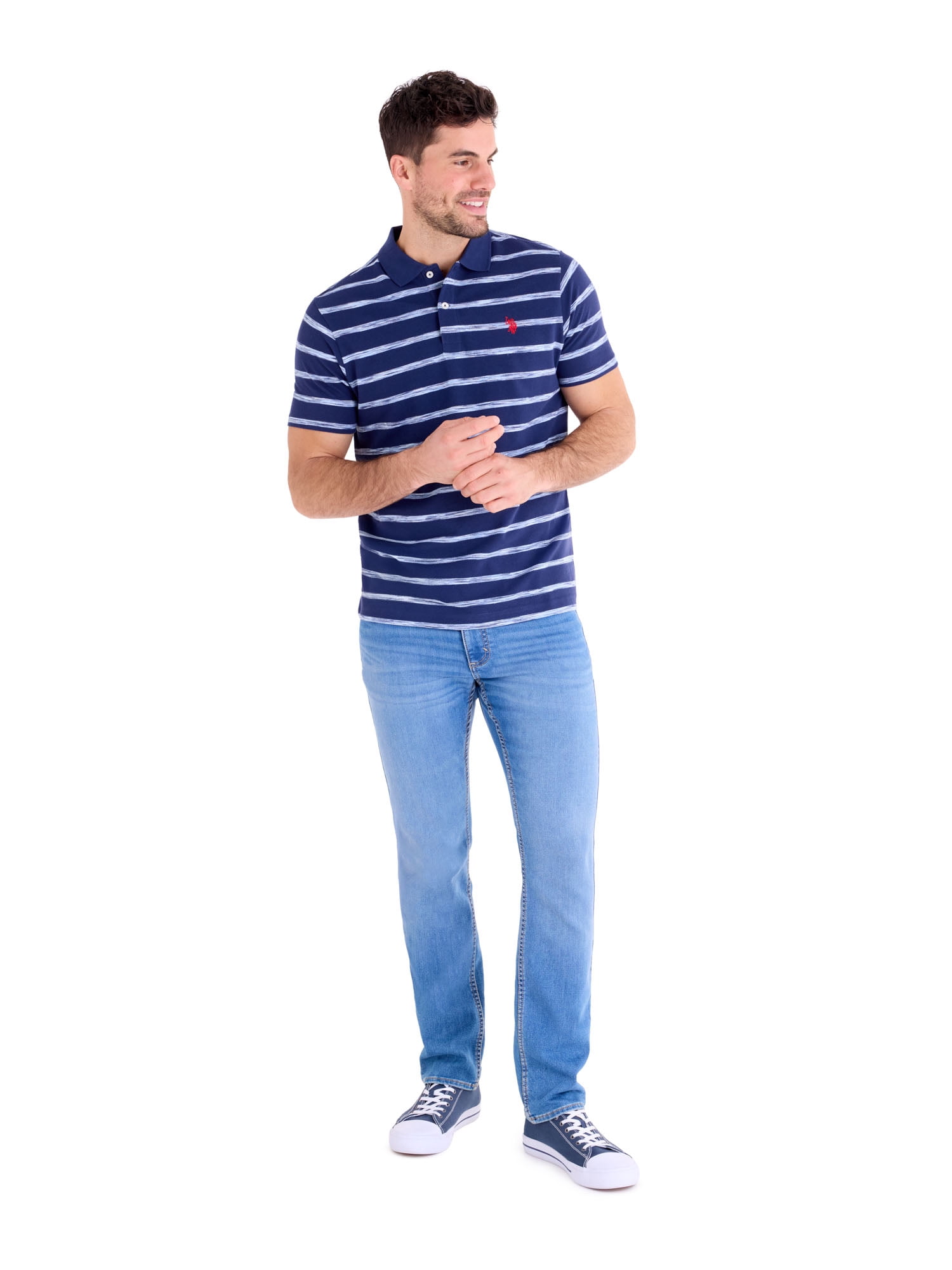 U.S. Polo Assn. Men's Stripe Pique Polo Shirt