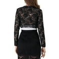 thumbnail image 3 of INSPIRE CHIC Women's Floral Lace Sheer Open Front Bolero Shrug Cropped Cardigan S Black, 3 of 7