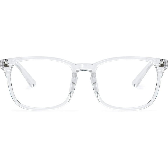 Noel Oscar Blue Light Blocking Glasses for Computer Use, Anti Eye Strain UV Filter Lens, Lightweight Eyeglasses (Men/Women) (Crystal)