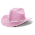thumbnail image 3 of Sun Hats for Men Women Western Cowboy Top Hat with Rhinestones Woolen Stylish Outdoor Fashion Accessory, 3 of 4