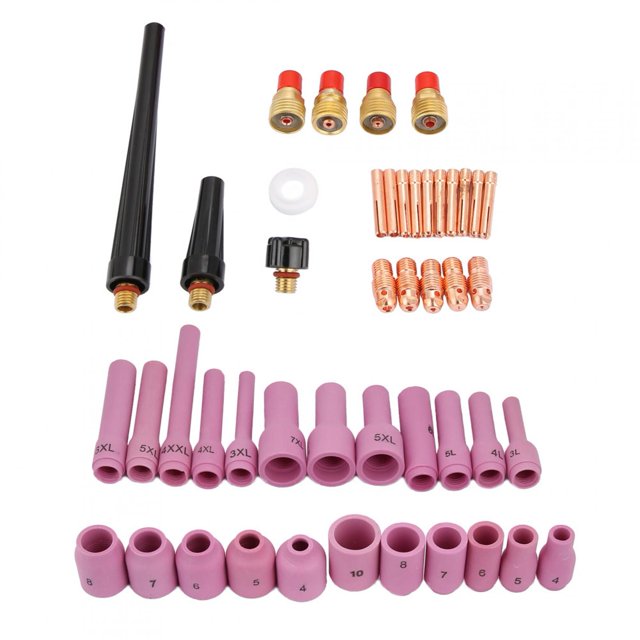 46pcs TIG Gas Lens Collet TIG Welding Equipment Welding Consumables Kit Fit WP 9/20/25 TIG Welding Torch
