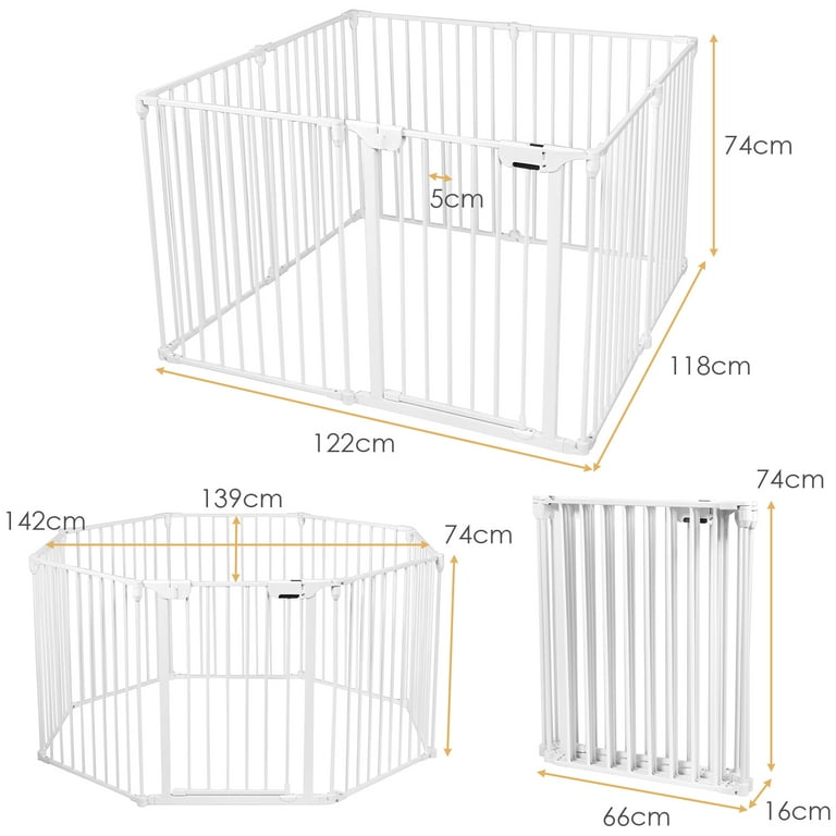 Topbuy 8 Panel Baby Pet Safety Playards Foldable Playpen Activity Center White
