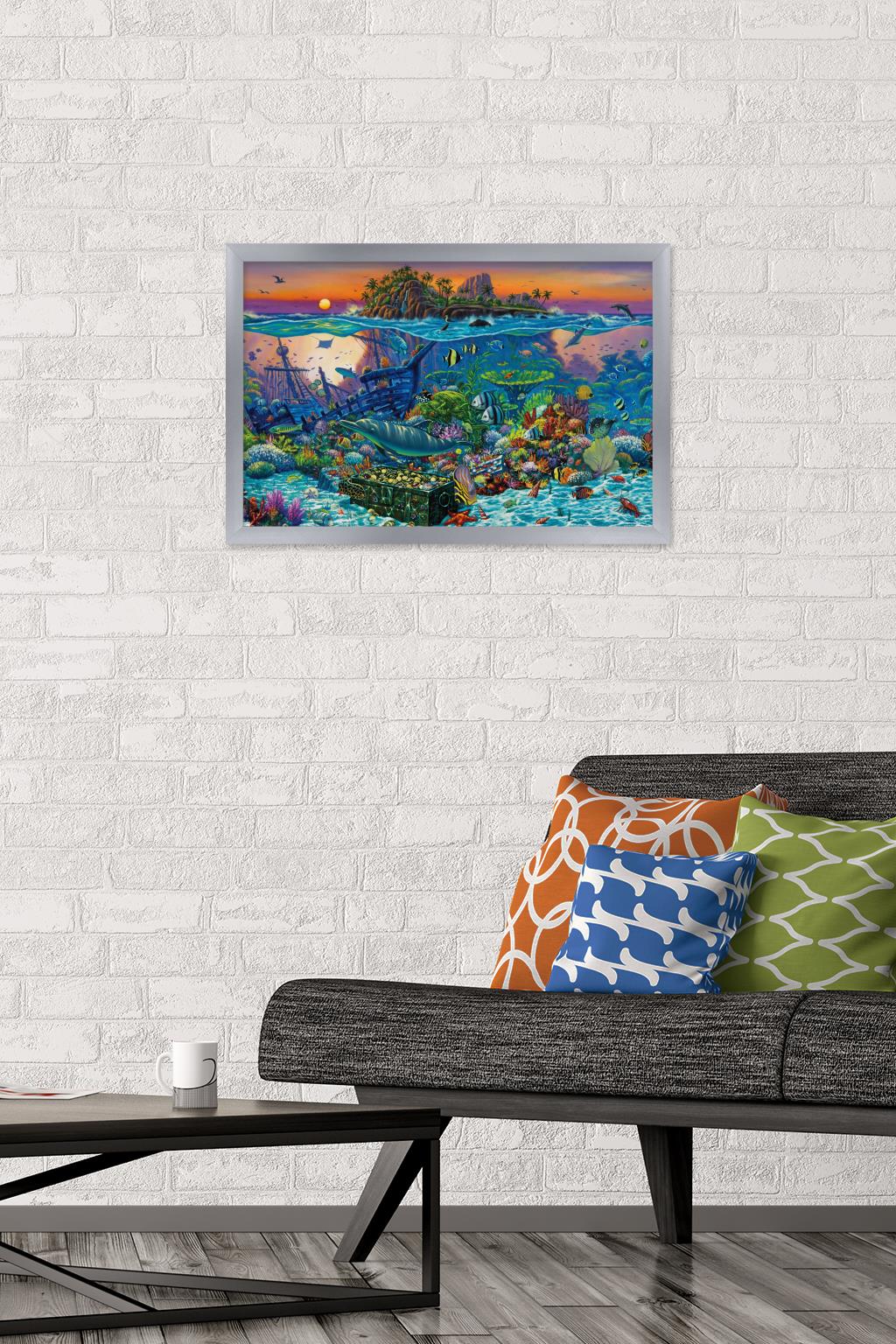 Wil Cormier - Coral Reef Wall Poster, 14.725" x 22.375", Framed