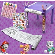 Paw Patrol Coloring & Craft Activity Art Table for Kids with Colorable Paper Roll, Crayons, Stickers and Plastic Table Holder
