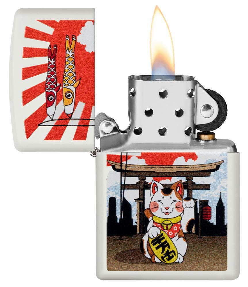 Zippo-Lucky-Cat-Design-White-