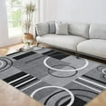 thumbnail image 2 of Washable Area Rug 10x13 Abstract Circles Non Slip Contemporary Stain Resistant Soft Low Pile Accent Rug for Indoor Living Dining Room, Grey, 2 of 7