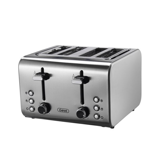 4Slice Toaster Stainless Steel Compact Toaster 2 Slideout Crumb Trays