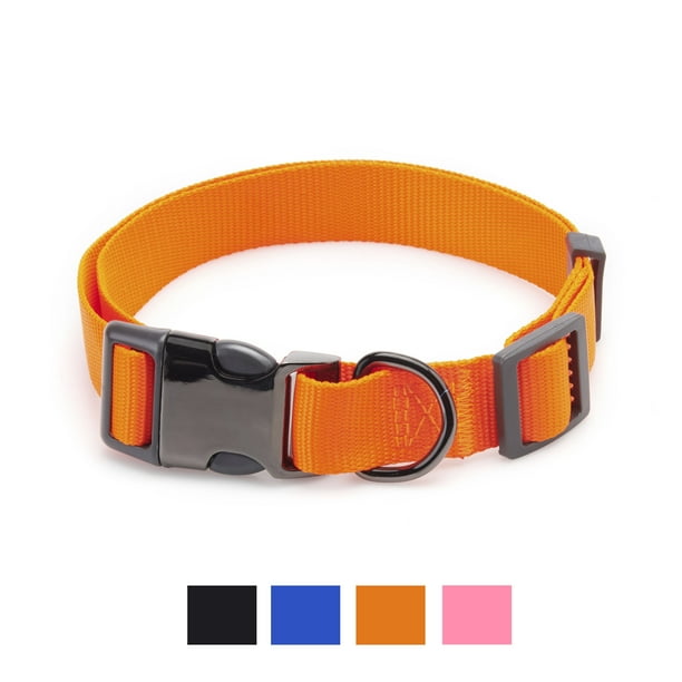 Vibrant Life Solid Nylon Dog Collar with Metal Clasp, Orange, Large 16