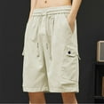 thumbnail image 1 of pstuiky Pantalones cortos para hombre, Pantalones cortos de trabajo rectos y holgados con múltiples bolsillos de moda de verano para hombre Pantalones cortos cargo, 1 of 7