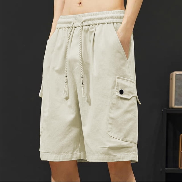 pstuiky Pantalones cortos para hombre, Pantalones cortos de trabajo rectos y holgados con múltiples bolsillos de moda de verano para hombre Pantalones cortos de golf