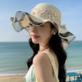thumbnail image 2 of Tea Party Hat Easter Ladies' Summer Small Floral Sun Hat Sweet Bow Ribbon Straw Hat Temperament Mesh Sun Hat Women, 2 of 4