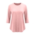 thumbnail image 5 of Hurxie Women Tops 3 Pack 3/4 Sleeve Crewneck Cute Basics Tees Casual Fashion Summer Spring T Shirts Business Work Tee Top Pink,XL, 5 of 8
