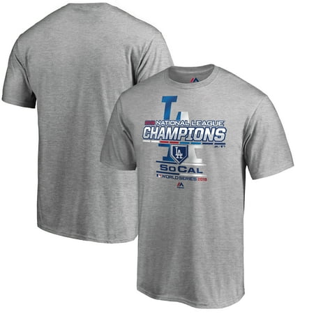 National League Champions Locker Room - Los Angeles Dodgers Majestic 2018 National League Champions Locker Room T-Shirt - Heather Gray