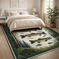 thumbnail image 3 of ODIKA 8'x10' Washable Area Rug Non-Slip Chair-Friendly Mat Fish Fishing Bass Lake Vintage Lure Cabin Motif Tackle Border for Dining Room, Large Office, Lounge, 3 of 7