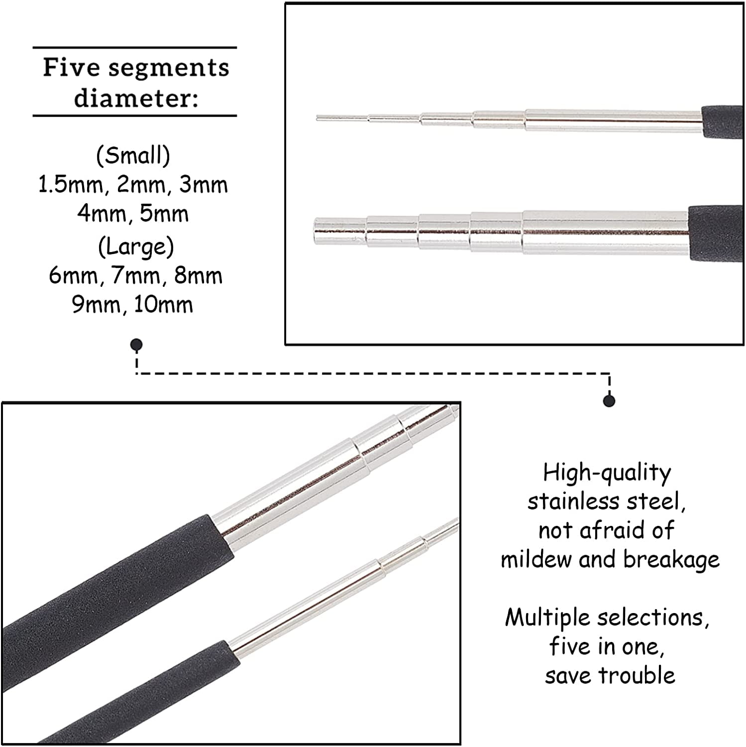 6-Step Multi-Size Wire Looping Forming Pliers Iron Wire Winding Rods Wire Looping Mandrel Wire Wrapping Tool Black 153~153.5x75.5~78.5x12mm