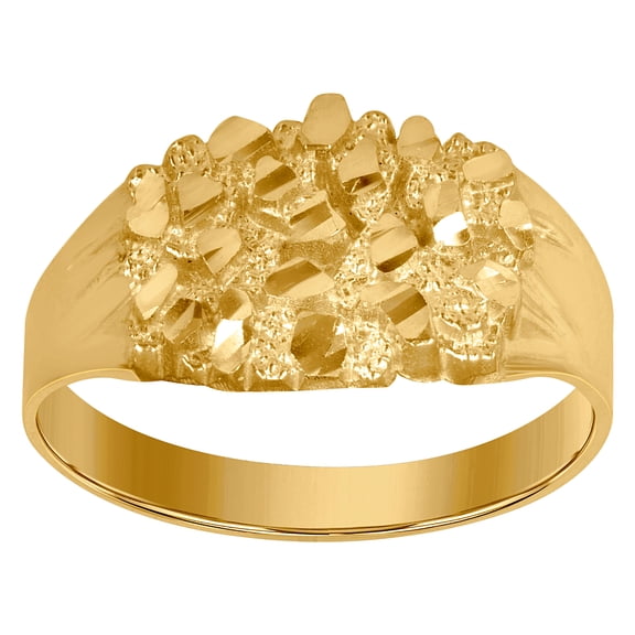 10k Yellow Gold Mens Nugget Dc Textured Band Ring 12x3.7mm Wide Ring for Men - 3.0 Grams