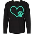 thumbnail image 3 of Inktastic Teal Heart With Paw Print Long Sleeve T-Shirt, 3 of 5