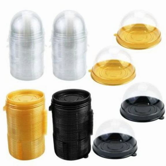 100Set Muffin Pod Dome Clear Plastic Mini Cupcake Boxes Muffin Single Container