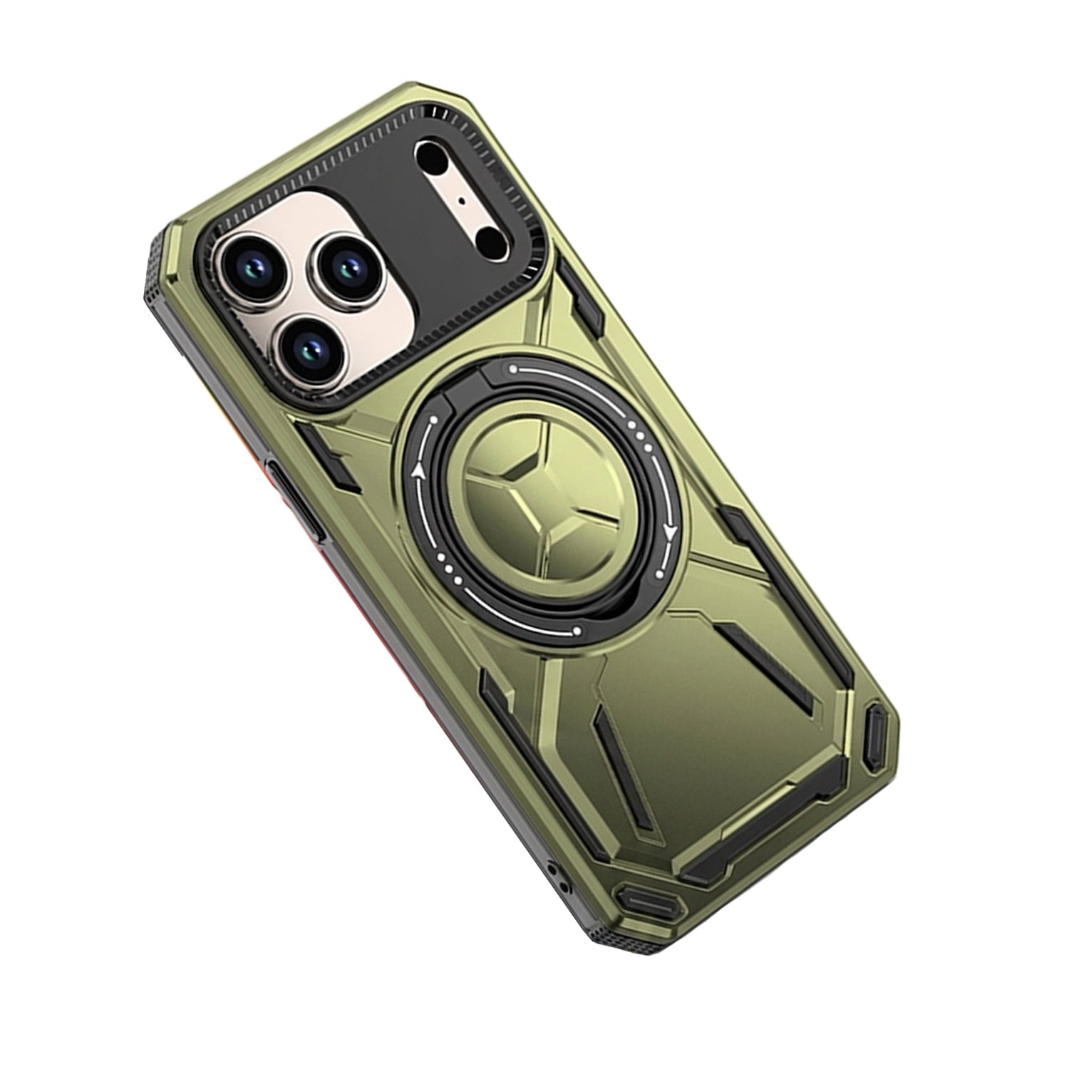 Rotating Stand Armor MagSafe Case for iPhone 17 Pro - Army Green