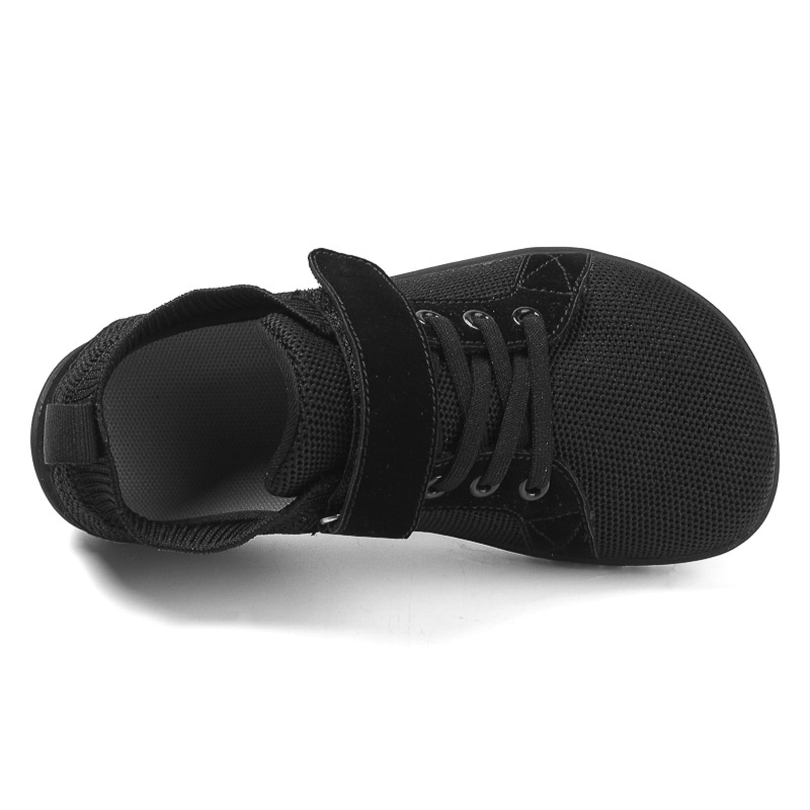 Povozer Kids Wide Barefoot Shoes Boys Girls Breathable Outdoor Sneakers(Black,1.5 Big Kid)