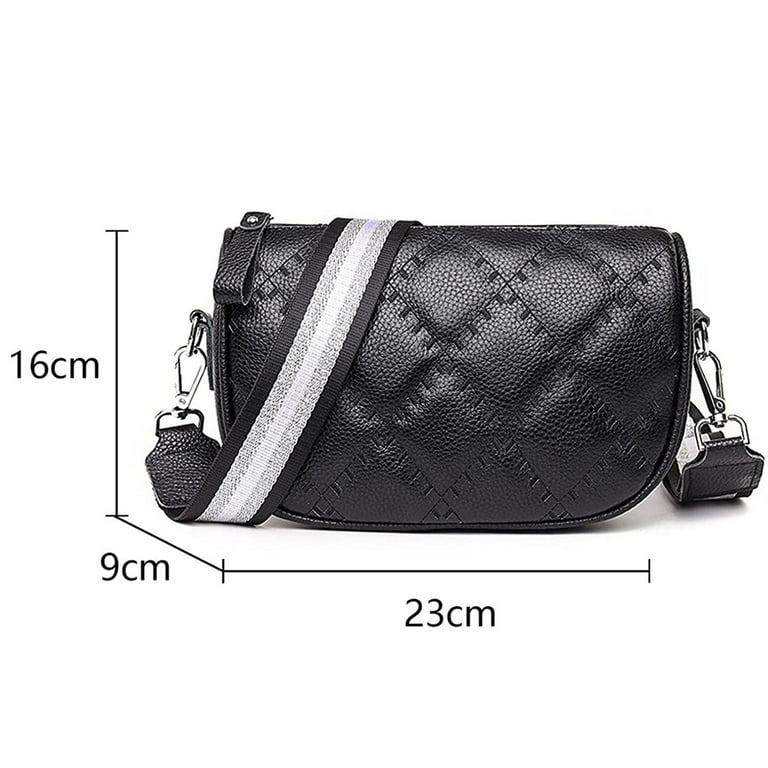 Yuanbang Crossbody Bag Women's Bum Bag Leather with Wide Shoulder Strap, Small Shoulder Bag with Zip and Interchangeable Shoulder Strap for Travel
