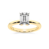 IGI Certified 4 Carat Emerald Shape Lab Grown Diamond Engagement Ring | 14K Yellow Gold | Matilda Leaf Petal Solitaire Diamond Ring | FG-VS1-VS2 Quality Friendly Diamonds
