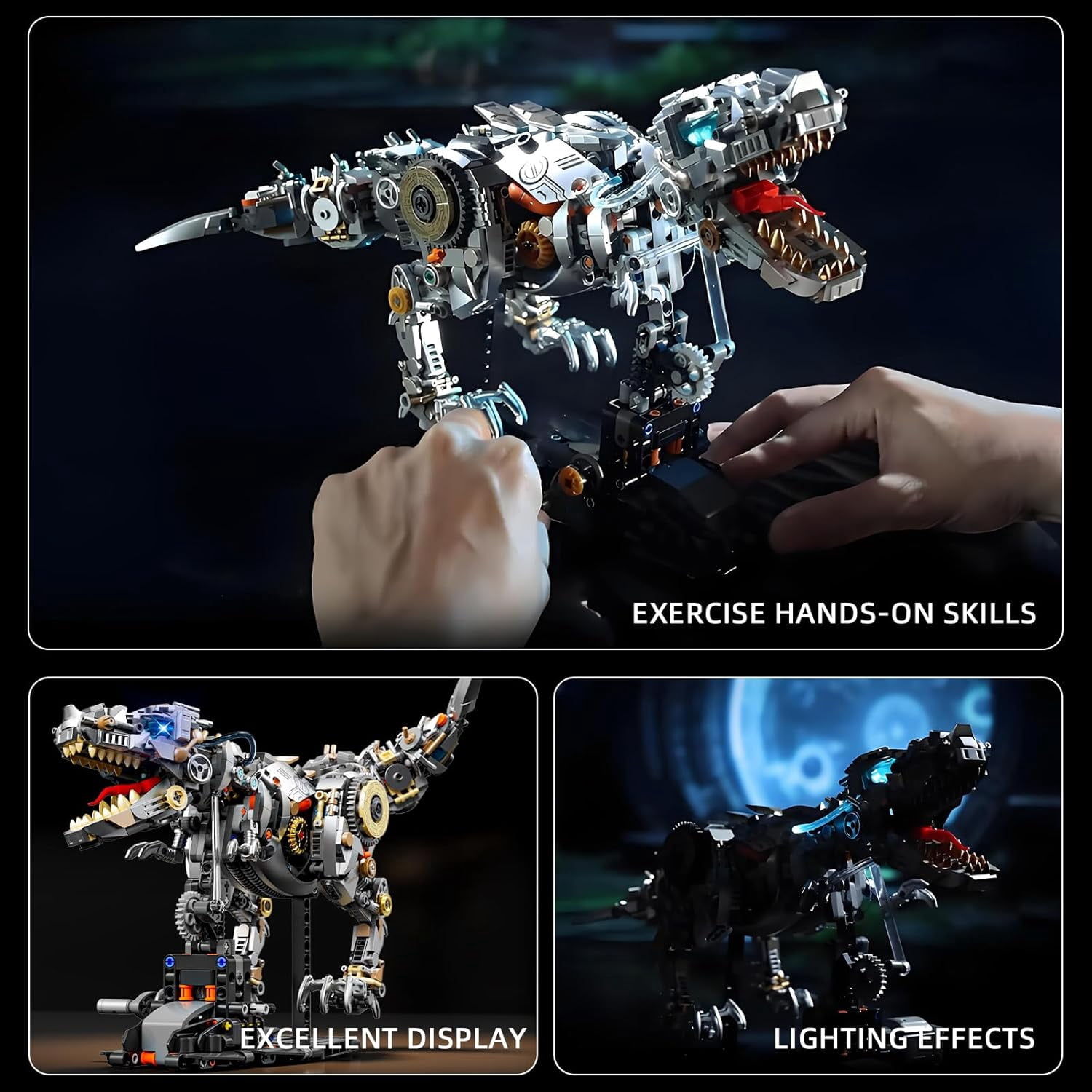 Remocguys Jurassic Semi-Mechanical Indominus Rex Building Sets Compatible with Lego Dinosaur World for Adults Boys 1268PCS