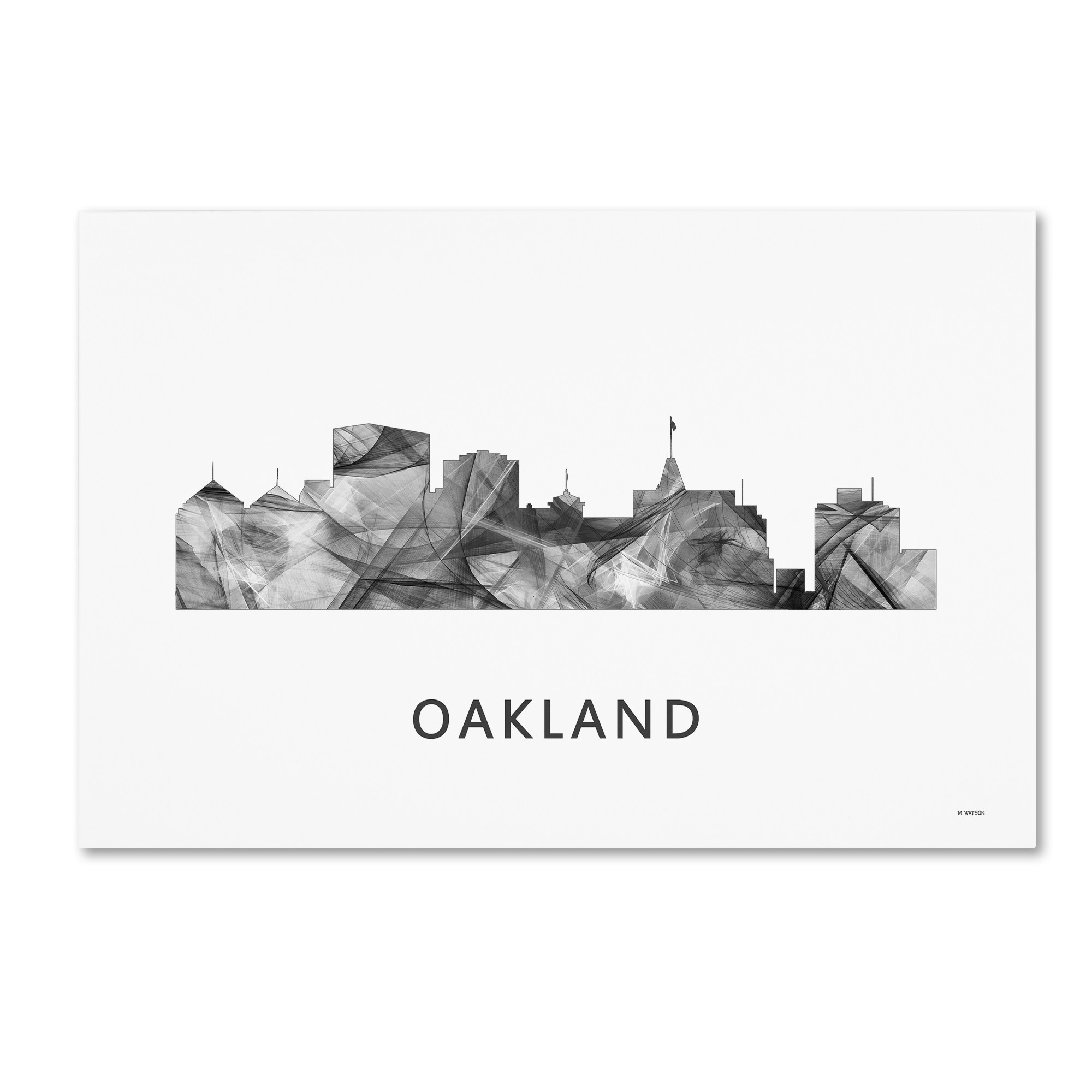 Trademark Fine Art 'Oakland California Skyline WB-BW' Canvas Art by Marlene Watson