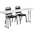 thumbnail image 1 of Flash Furniture RB-1872-2-GG Rectangular Folding Training Table & (2) Banquet Chair Set - 72"W x 18"D x 29"H- Set, 1 of 1