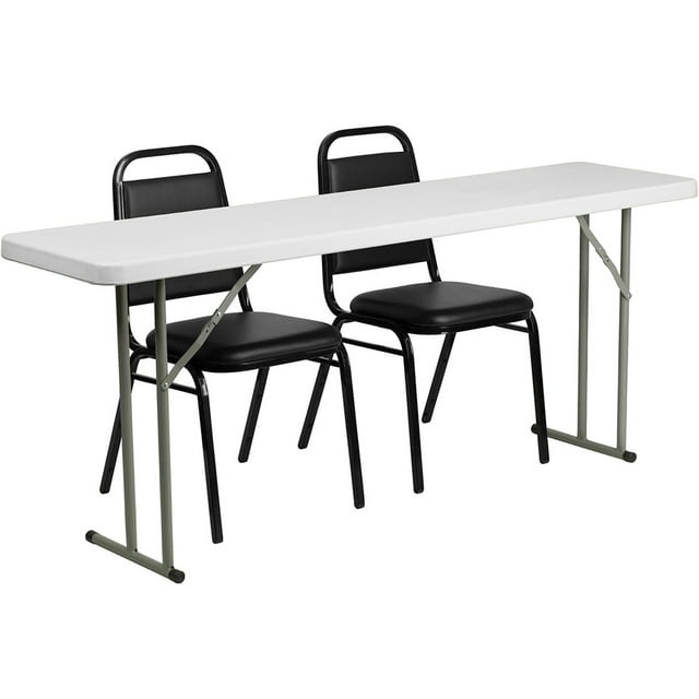 Flash Furniture RB-1872-2-GG Rectangular Folding Training Table & (2) Banquet Chair Set - 72"W x 18"D x 29"H- Set