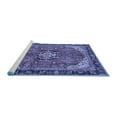 thumbnail image 2 of Ahgly Company Machine Washable Indoor Square Medallion Blue Traditional Area Rugs, 5' Square, 2 of 4