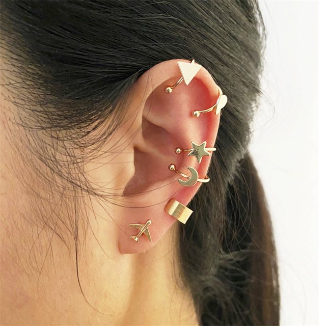 Conjunto de 6 pares de pendientes de aro Punk, pendientes de círculo grande, joyería para mujeres y niñas, Clip de oreja Steampunk, pendiente de estilo Punk Tan Jianjun unisex