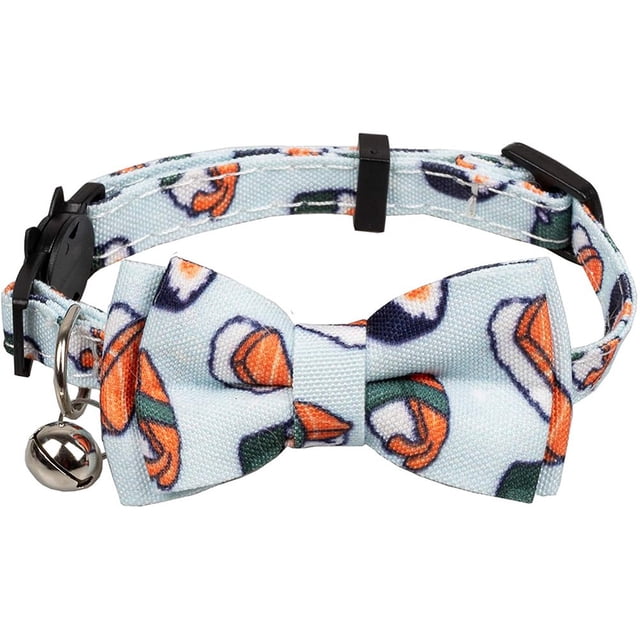 HLONK Collier pour Chat avec Clochette Nœud Papillon Boucle de Sécurité Chaton Chiot 7-11 Po Mobile Réglable