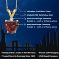 thumbnail image 2 of Gem Stone King 14K Yellow Gold Red Garnet and White Moissanite Pendant Necklace for Women | 2.04 Cttw | Gemstone January Birthstone | Heart Shape 8MM | With 18 inch Chain, 2 of 6