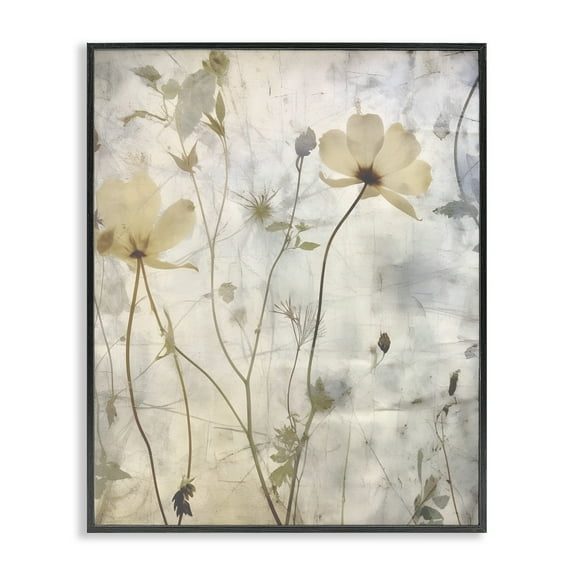 Stupell Industries Soft Neutral Botanicals Plants & Flowers Painting Black Framed Art Print Wall Art, 11 x 14
